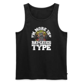 Je suis plus du type Ratletics Funny Rat Workout - Débardeur bio Premium Homme - noir - Devant - Michal (187cm)