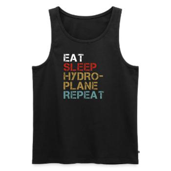 Eat Sleep Hydroplane Racing Repeat Funny Player - Men's Premium Organic Tank Top - black - Front - AI Model Male 178 light (178cm)
