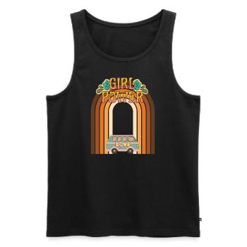 Girl Power Hippie Saying with a Van - Men's Premium Organic Tank Top - black - Front - AI Model Male 178 light (178cm)