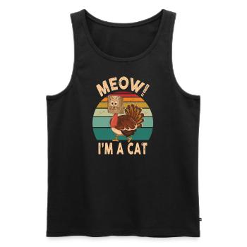 Meow I'm A Cat Funny Thanksgiving Turkey Fake Cat - Männer Premium Bio Tank Top - Schwarz - Vorne - AI Model Male 178 light (178cm)