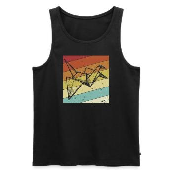 Owl Paper Crane Origami Retro - Männer Premium Bio Tank Top - Schwarz - Vorne - AI Model Male 178 light (178cm)