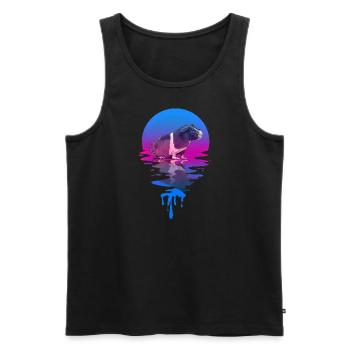 Sunset Skinny Pig - Männer Premium Bio Tank Top - Schwarz - Vorne - AI Model Male 178 light (178cm)