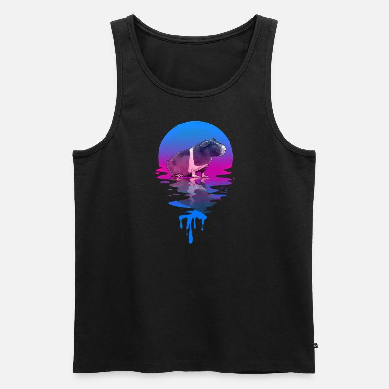 Sunset Skinny Pig - Männer Premium Bio Tank Top - Schwarz
