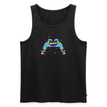 Halloween Hand Skeleton Heart LGBT Pride Rainbow - Männer Premium Bio Tank Top - Schwarz - Vorne - AI Model Male 178 light (178cm)