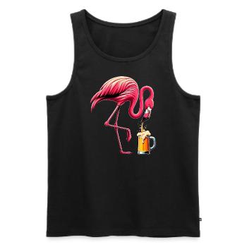 drôle flamant rose buvant de la bière fête flamant rose amant - Débardeur bio Premium Homme - noir - Devant - Michal (187cm)