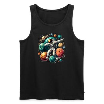Astronaut Dabbing Planets Astronaut Science Space - Men's Premium Organic Tank Top - black - Front - AI Model Male 178 light (178cm)