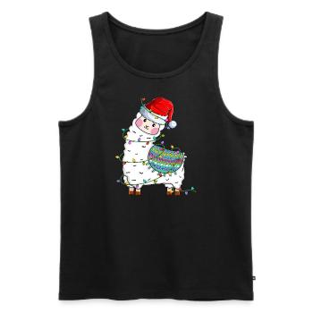 Alpaca Llama Wearing Santa Hat Xmas Christmas - Männer Premium Bio Tank Top - Schwarz - Vorne - AI Model Male 178 light (178cm)