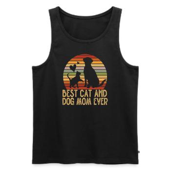 Retro Best Cat and Dog Mom ever Furmama - Männer Premium Bio Tank Top - Schwarz - Vorne - AI Model Male 178 light (178cm)