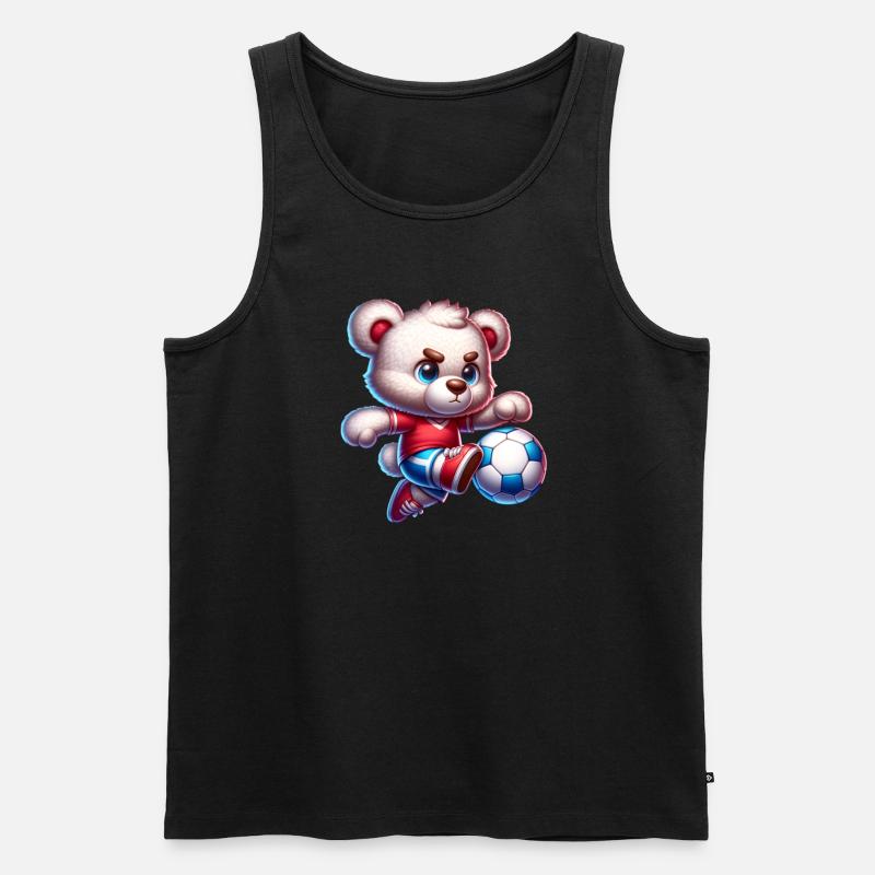 Süßer Teddybär spielt Fußball Comic Figur Kinder - Männer Premium Bio Tank Top - Schwarz