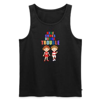 Here comes double Trouble Twins Young Girls - Men's Premium Organic Tank Top - black - Front - Michal (187cm)