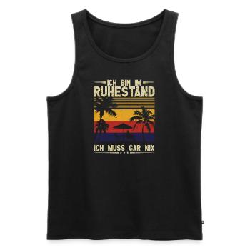 Lustige Rentner Bin im Ruhestand Sprüche Ruhestand - Männer Premium Bio Tank Top - Schwarz - Vorne - AI Model Male 178 light (178cm)