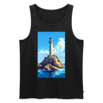Le phare - Débardeur bio Premium Homme - noir - Devant - AI Model Male 178 light (178cm)