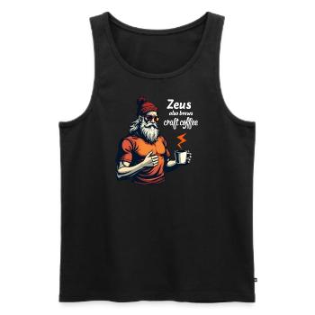Zeus also brews craft coffee! - Männer Premium Bio Tank Top - Schwarz - Vorne - Michal (187cm)