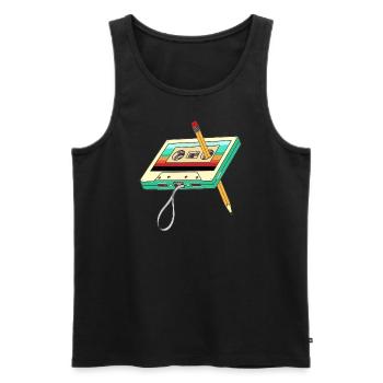 Cassette Tape Pencil 1980s Retro Vintage - Männer Premium Bio Tank Top - Schwarz - Vorne - AI Model Male 178 light (178cm)