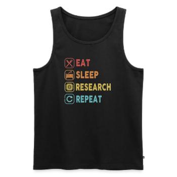 Eat Sleep Research Repeat STEM Scientist Steminist - Men's Premium Organic Tank Top - black - Front - AI Model Male 178 light (178cm)