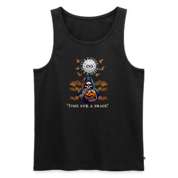 Grim Reaper Halloween Pumpkin Snack - Men's Premium Organic Tank Top - black - Front - AI Model Male 178 light (178cm)