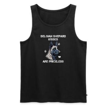 Belgian Shepard Kisses are priceless Malinois - Men's Premium Organic Tank Top - black - Front - AI Model Male 178 light (178cm)