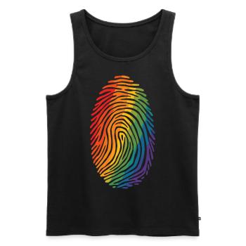 Conception d’art d’empreintes digitales arc-en-ciel coloré - Débardeur bio Premium Homme - noir - Devant - Michal (187cm)