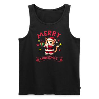 Merry Christmas Catmas kitty x-mas last minute - Men's Premium Organic Tank Top - black - Front - AI Model Male 178 light (178cm)