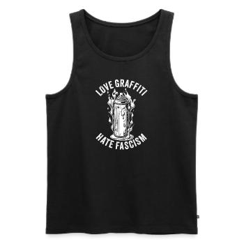 Love Graffiti Hate Fascism - Männer Premium Bio Tank Top - Schwarz - Vorne - Michal (187cm)