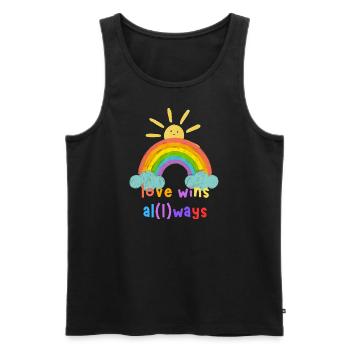Arc-en-ciel LGBTQ Saint-Valentin et défilé de l’amour - Débardeur bio Premium Homme - noir - Devant - Michal (187cm)