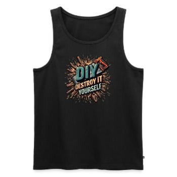 DIY Destroy it yourself - Craft Upcycling - Men's Premium Organic Tank Top - black - Front - AI Model Male 178 light (178cm)
