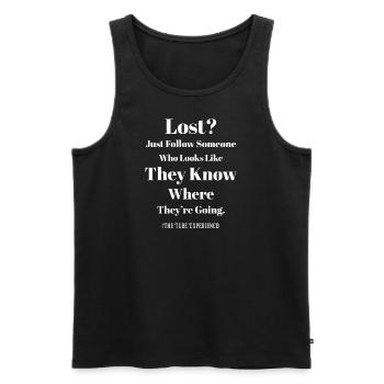 Navigating Chaos – The Commuter Experience - Men's Premium Organic Tank Top - black - Front - AI Model Male 178 light (178cm)