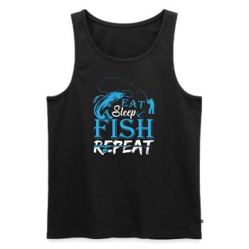 Manger dormir poisson répéter - Débardeur bio Premium Homme - noir - Devant - Michal (187cm)