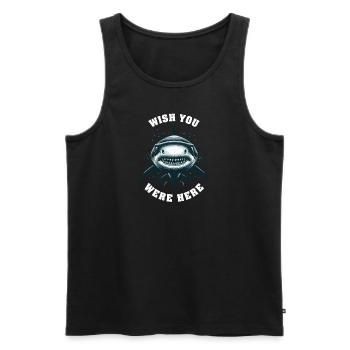 HAI - Dire avec vœu requin chasseur de créatures marines - Débardeur bio Premium Homme - noir - Devant - Michal (187cm)