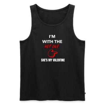 I'm With Hot One, She's My Valentine - Men's Premium Organic Tank Top - black - Front - Michal (187cm)