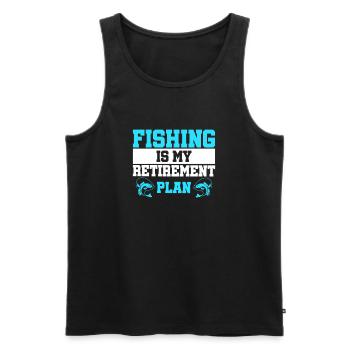 Fishing is Retirement - Men's Premium Organic Tank Top - black - Front - AI Model Male 178 light (178cm)