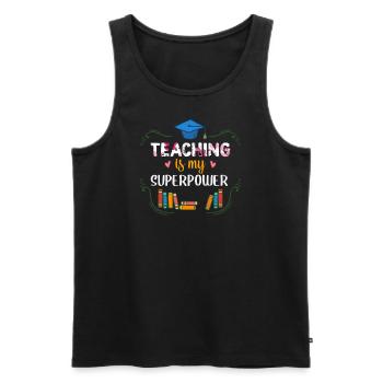 Lehren ist meine Superkraft - Männer Premium Bio Tank Top - Schwarz - Vorne - AI Model Male 178 light (178cm)