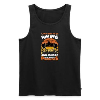 Wandern und alle Probleme vergessen - Männer Premium Bio Tank Top - Schwarz - Vorne - Michal (187cm)