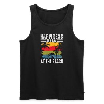Beach Happiness - Männer Premium Bio Tank Top - Schwarz - Vorne - Michal (187cm)