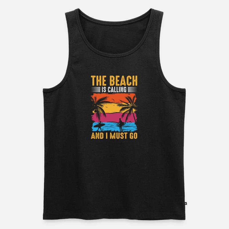 Beach Calling - Männer Premium Bio Tank Top - Schwarz