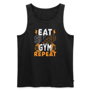 Eat Sleep Gym Repeat - Bold Fitness Design - Männer Premium Bio Tank Top - Schwarz - Vorne - AI Model Male 178 light (178cm)