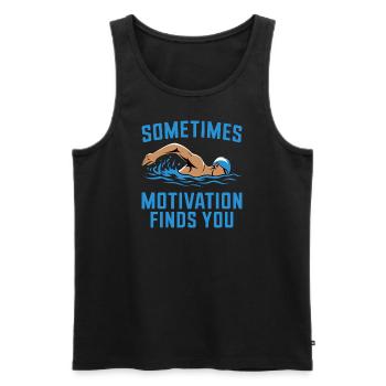 Parfois, la motivation vous trouve - Citation de natation - Débardeur bio Premium Homme - noir - Devant - AI Model Male 178 light (178cm)
