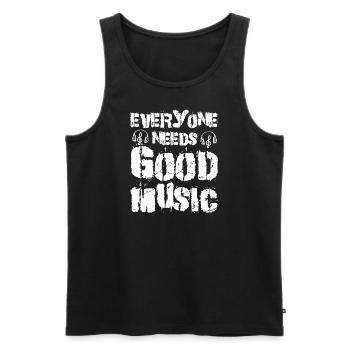 Tout le monde a besoin de musique - Typographie en détresse - Débardeur bio Premium Homme - noir - Devant - AI Model Male 178 light (178cm)