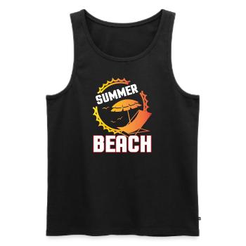 Design de l’ambiance de la plage d’été - Débardeur bio Premium Homme - noir - Devant - AI Model Male 178 light (178cm)