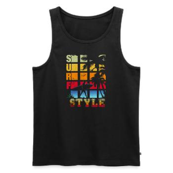 Surf Style Retro - Männer Premium Bio Tank Top - Schwarz - Vorne - AI Model Male 178 light (178cm)