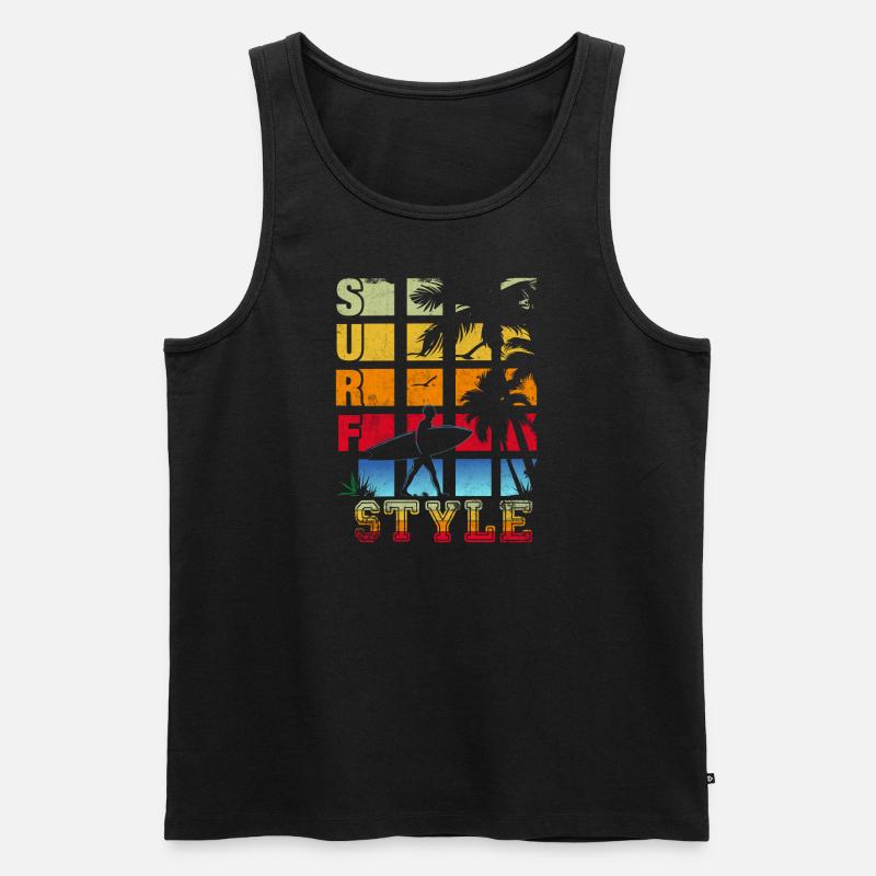 Surf Style Retro - Männer Premium Bio Tank Top - Schwarz