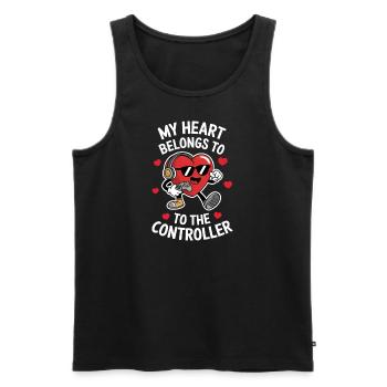 My Heart Belongs to the Controller - Gaming Love - Männer Premium Bio Tank Top - Schwarz - Vorne - AI Model Male 178 light (178cm)