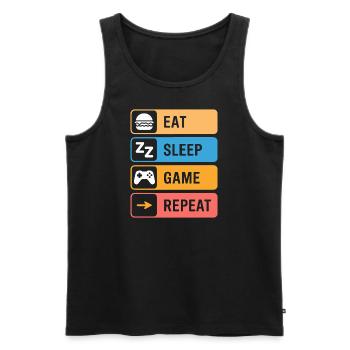 Eat Sleep Game Repeat - Männer Premium Bio Tank Top - Schwarz - Vorne - Michal (187cm)
