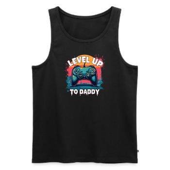 Passez au niveau supérieur à papa - Débardeur bio Premium Homme - noir - Devant - AI Model Male 178 light (178cm)