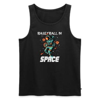 Astronaute jouant au basket-ball dans l’espace - Débardeur bio Premium Homme - noir - Devant - AI Model Male 178 light (178cm)