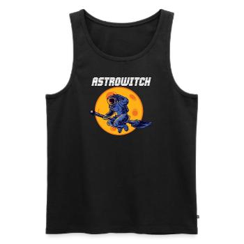 Astronaut Witch Flying Over the Moon - Men's Premium Organic Tank Top - black - Front - Michal (187cm)