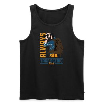 Always Take the Scenic Route - Men's Premium Organic Tank Top - black - Front - AI Model Male 178 light (178cm)