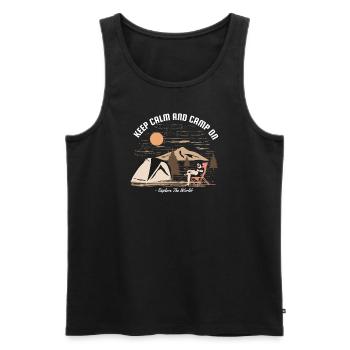 Keep Calm and Camp On Outdoor Scene - Men's Premium Organic Tank Top - black - Front - AI Model Male 178 light (178cm)