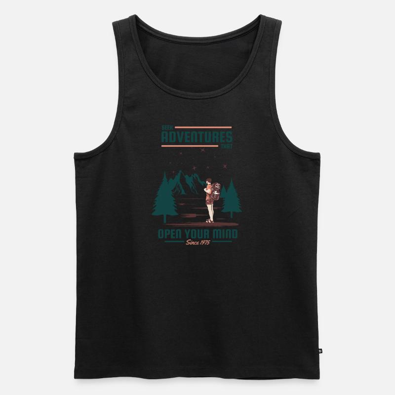 Seek Adventures Open Mind - Männer Premium Bio Tank Top - Schwarz