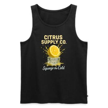 Lemon Citrus Fruit Summer Holiday Lemonade - Men's Premium Organic Tank Top - black - Front - AI Model Male 178 light (178cm)